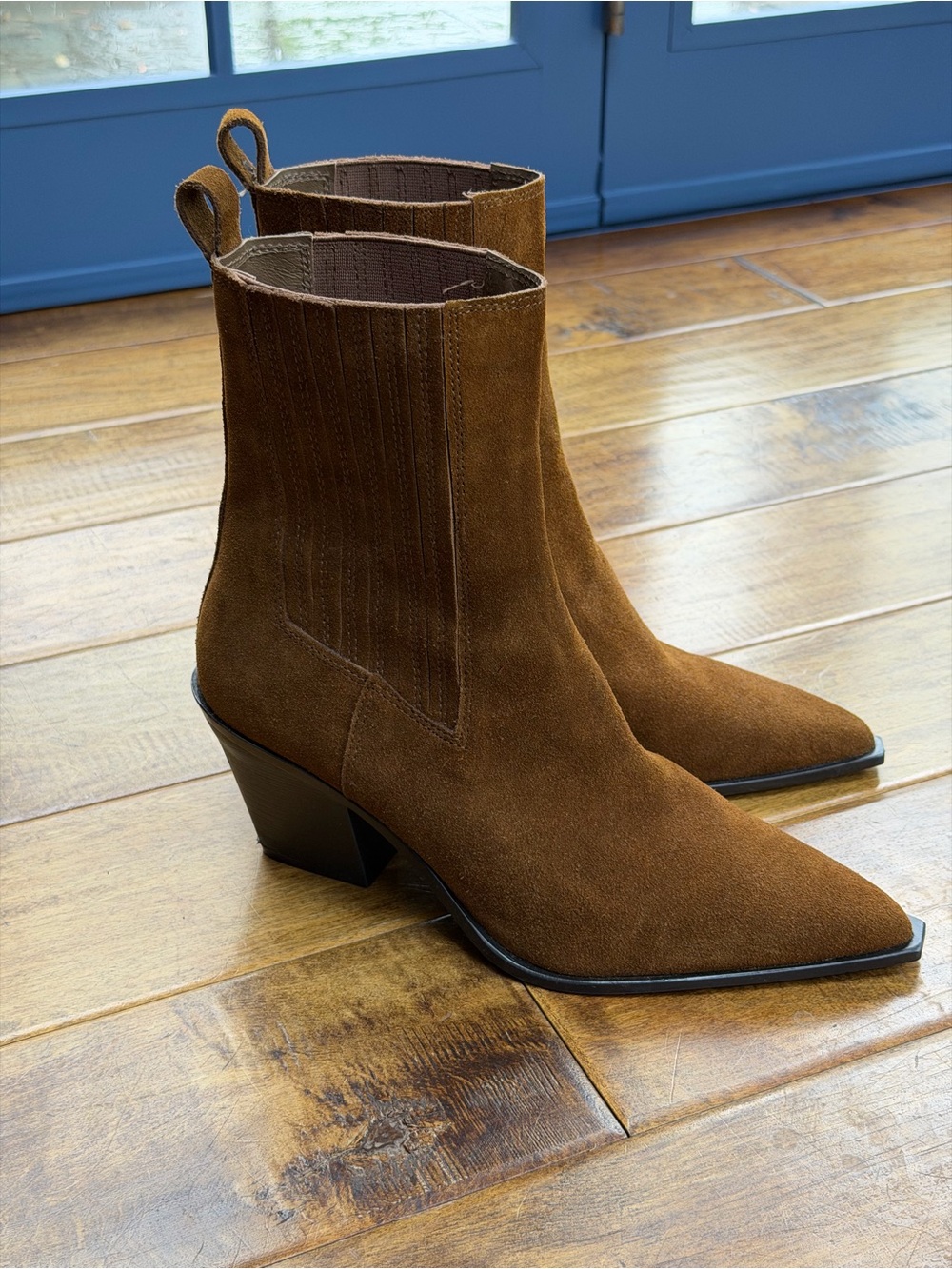 Zara Brown Suede Pointed-Toe Ankle Booties - Picture 5 of 11